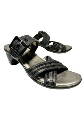 NAOT Black Leather Comfort Sandals Low Heel Minimalist EU 39